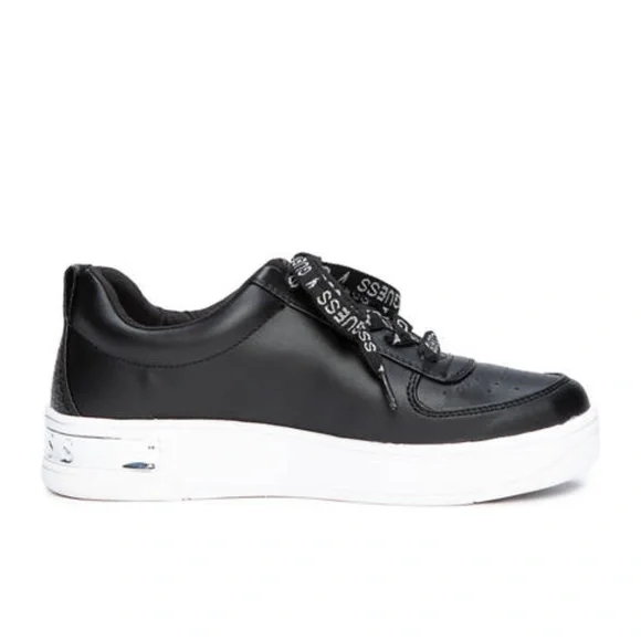 Guess Shoes New Guess Hype Lace Up Faux Leather Athletic Shoes Sneakers Black M Poshmark